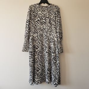 Halogen animal print zebra long sleeve dress S